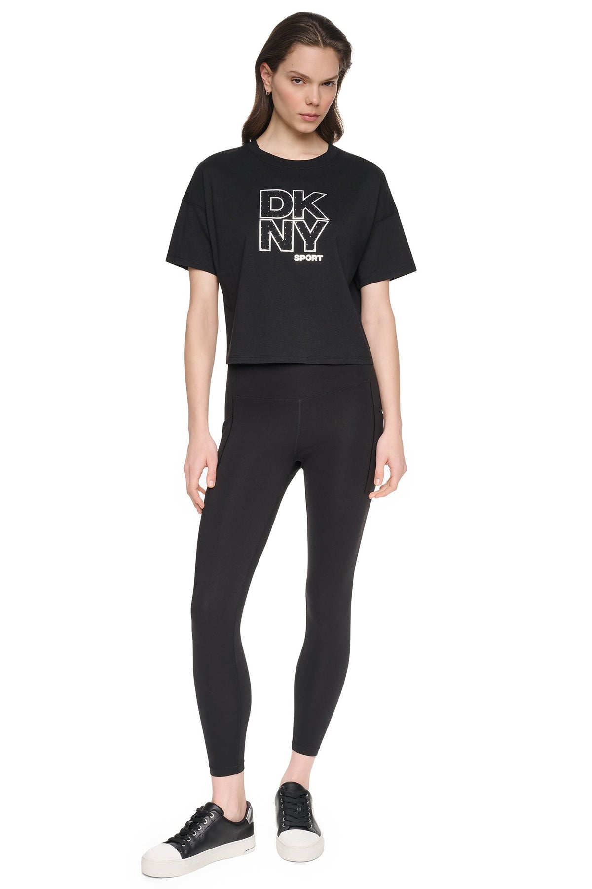 CROPPED CRYSTAL STACKED LOGO TEE
