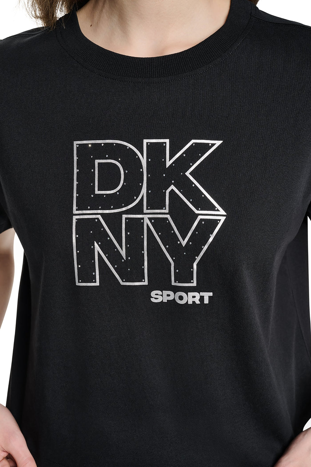 CROPPED CRYSTAL STACKED LOGO TEE