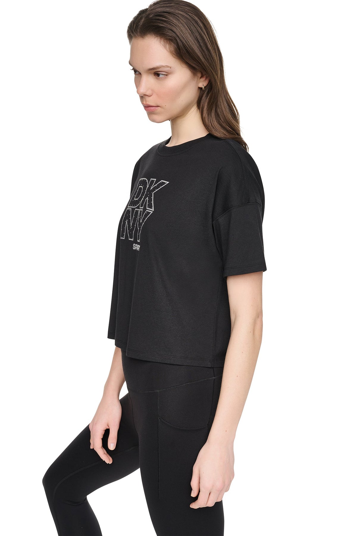CROPPED CRYSTAL STACKED LOGO TEE