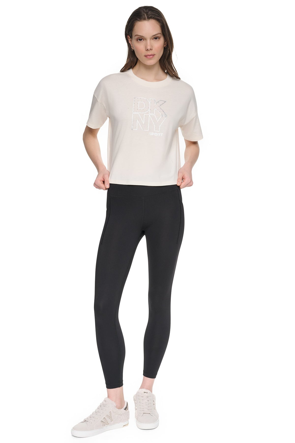 CROPPED CRYSTAL STACKED LOGO TEE