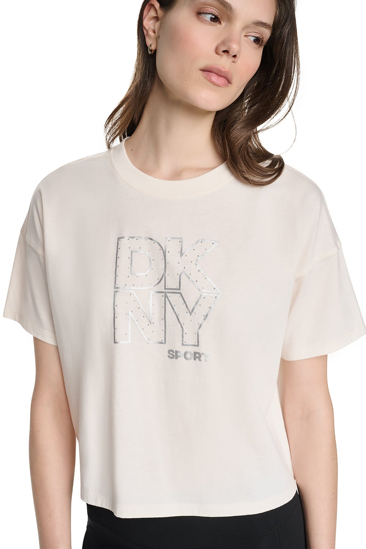CROPPED CRYSTAL STACKED LOGO TEE