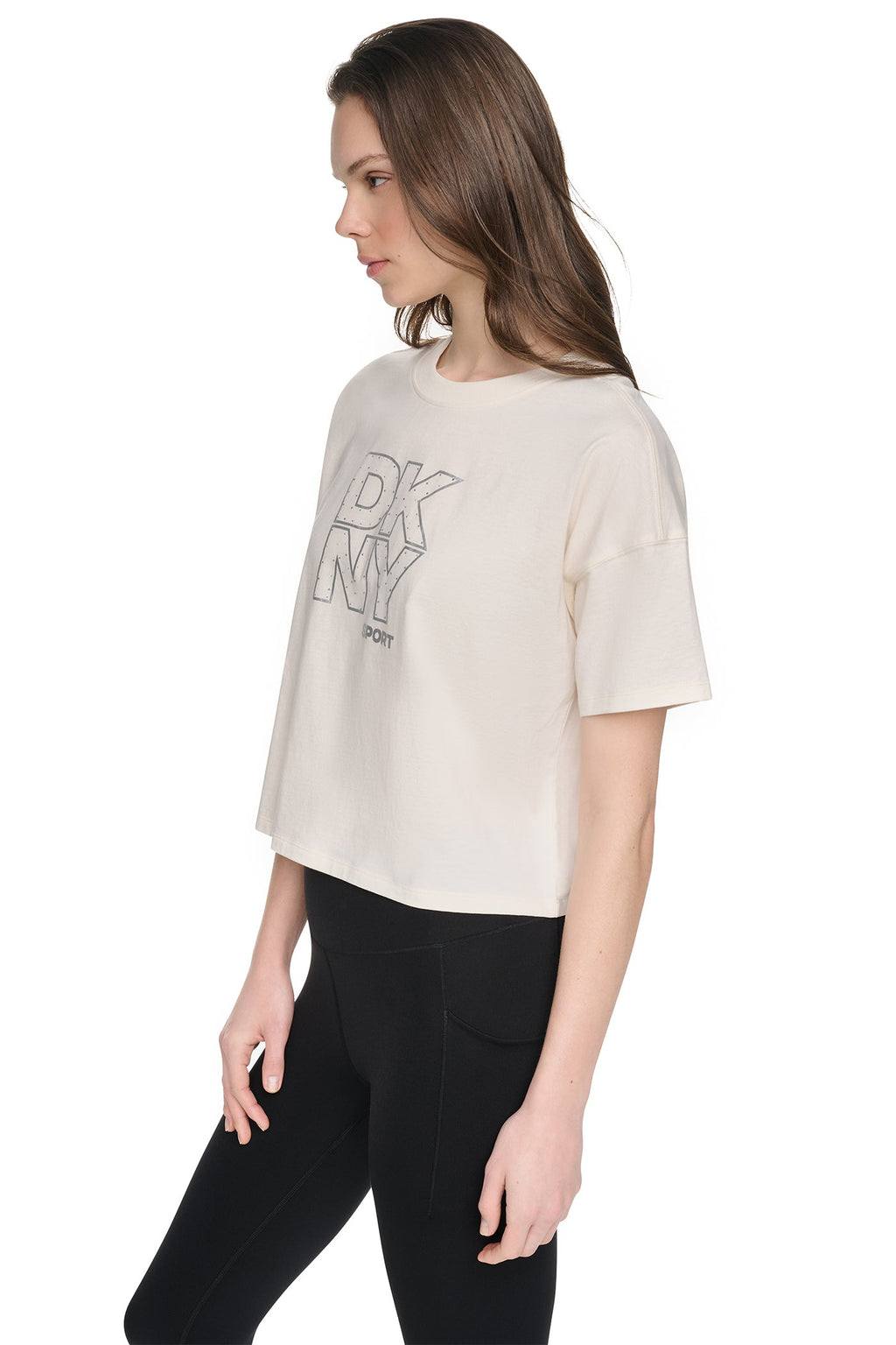 CROPPED CRYSTAL STACKED LOGO TEE