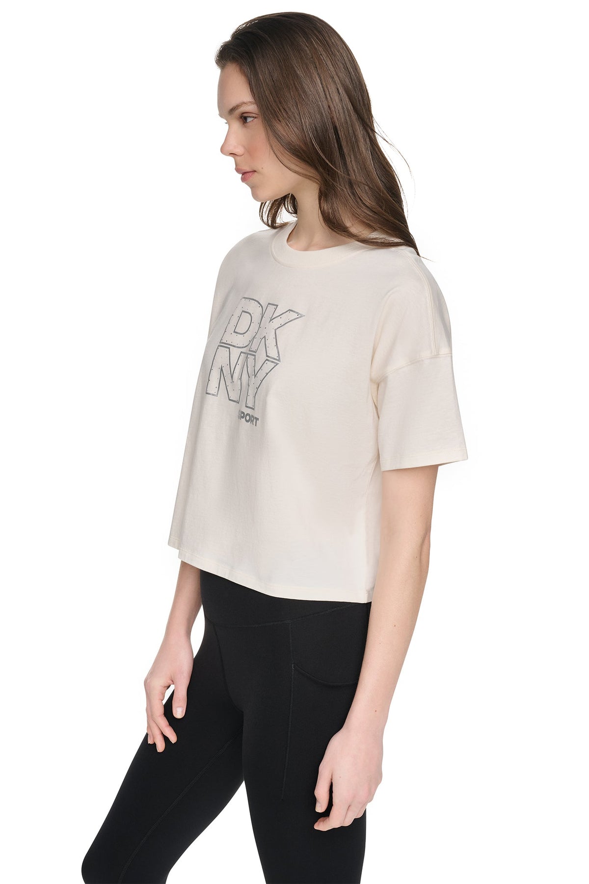 CROPPED CRYSTAL STACKED LOGO TEE