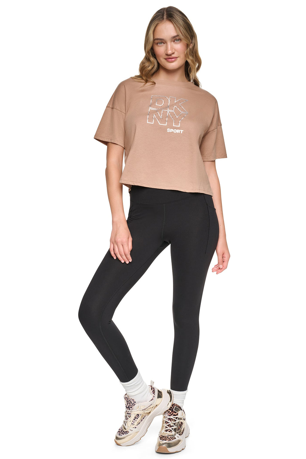 CROPPED CRYSTAL STACKED LOGO TEE