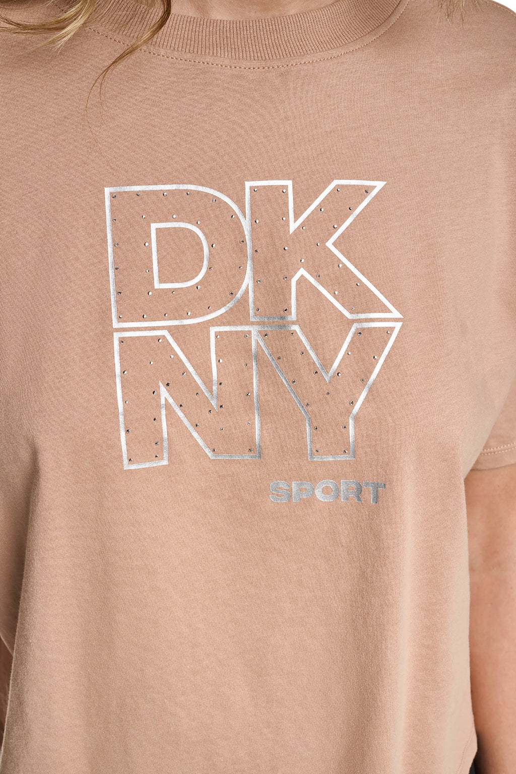 CROPPED CRYSTAL STACKED LOGO TEE