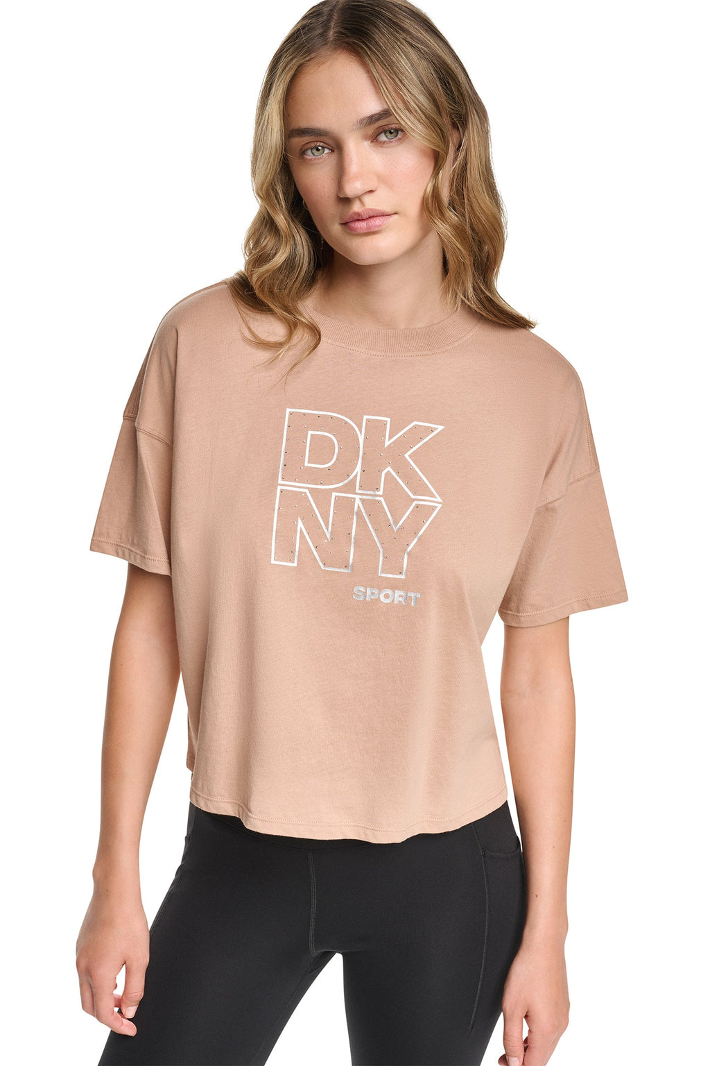 CROPPED CRYSTAL STACKED LOGO TEE