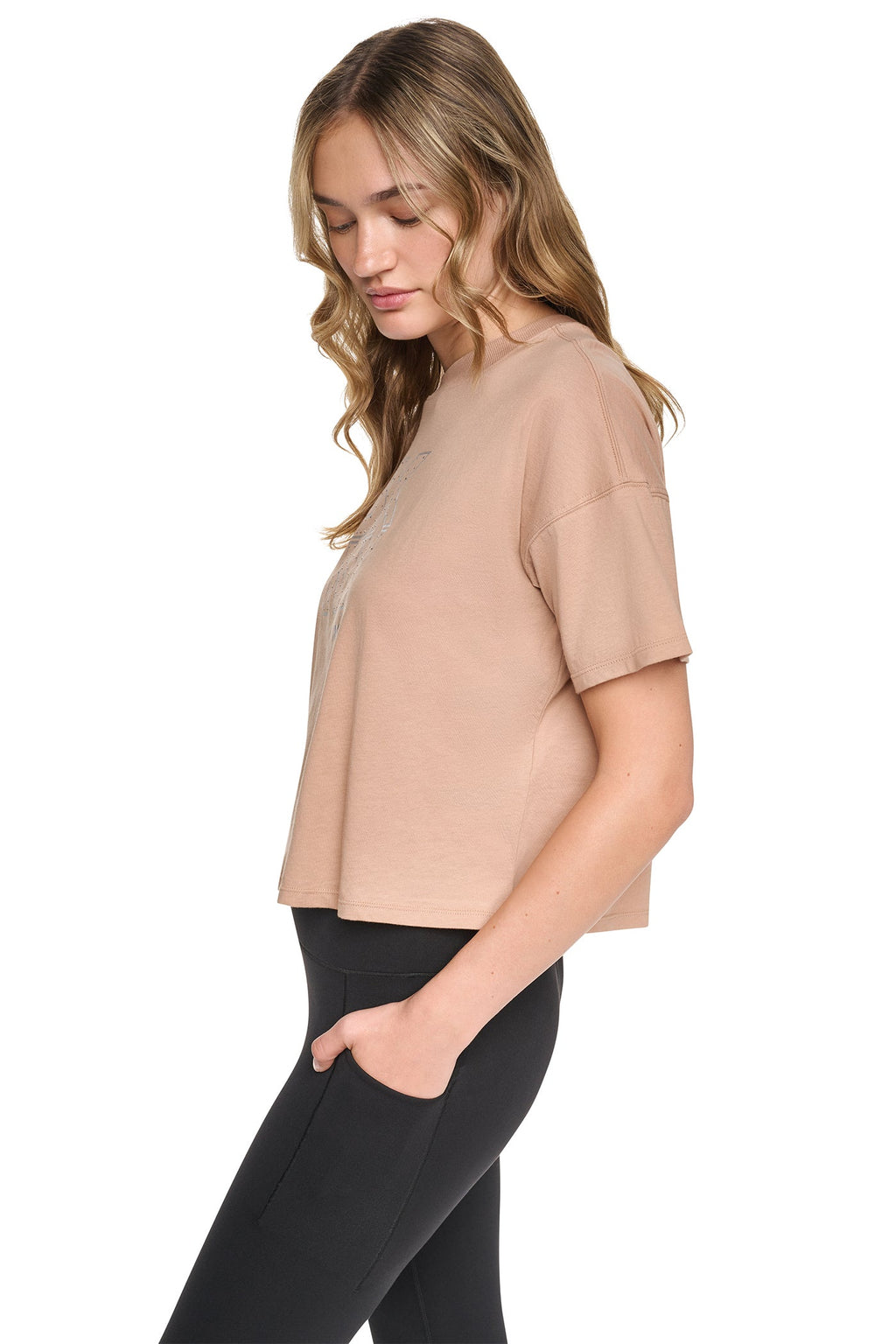 CROPPED CRYSTAL STACKED LOGO TEE