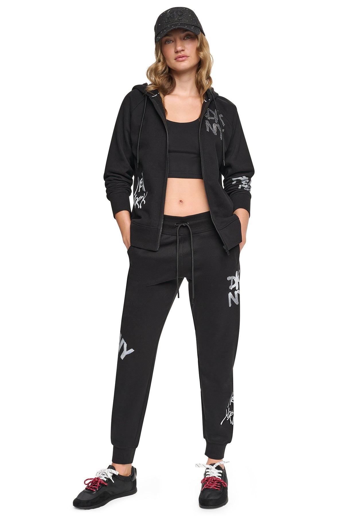 GRAFFITI RHINESTONE FULL-ZIP HOODIE