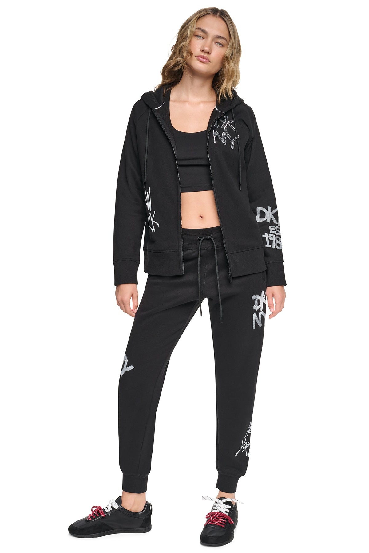 GRAFFITI RHINESTONE FULL-ZIP HOODIE