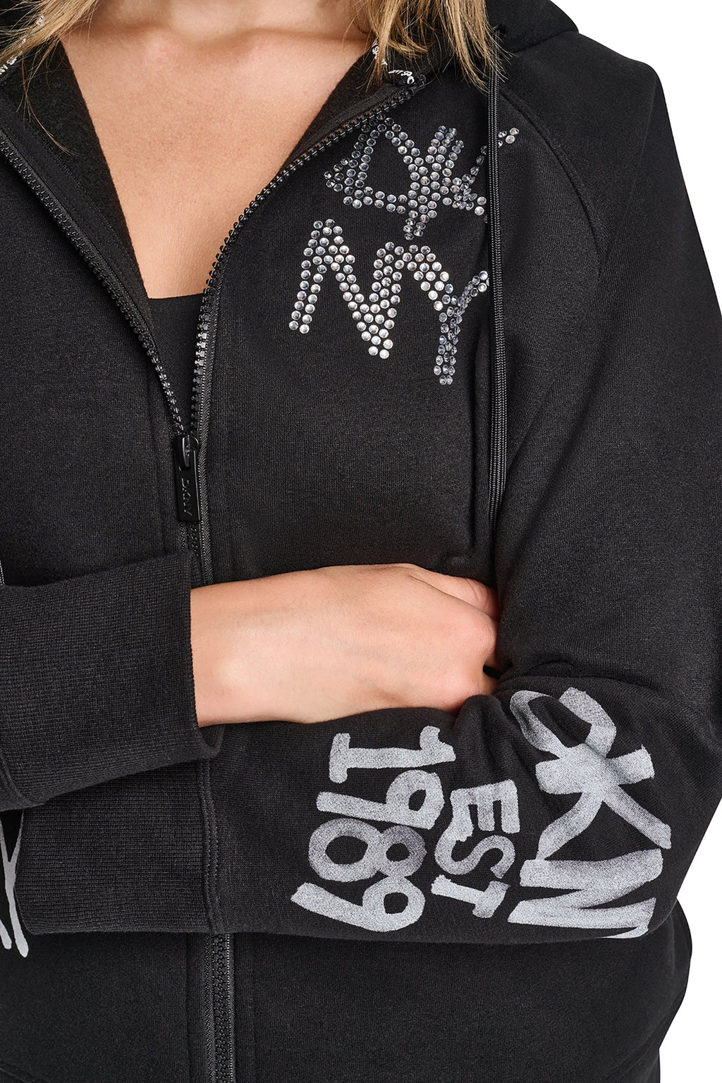 GRAFFITI RHINESTONE FULL-ZIP HOODIE