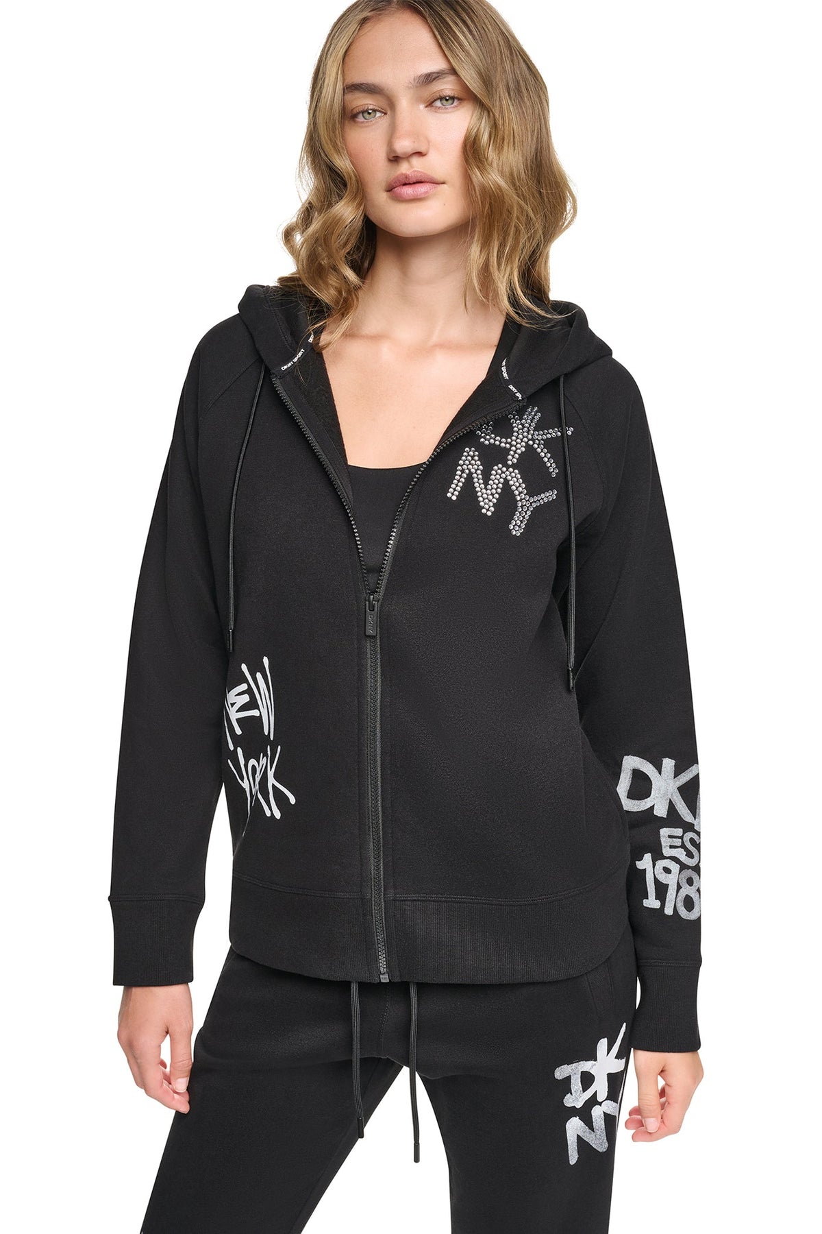 GRAFFITI RHINESTONE FULL-ZIP HOODIE
