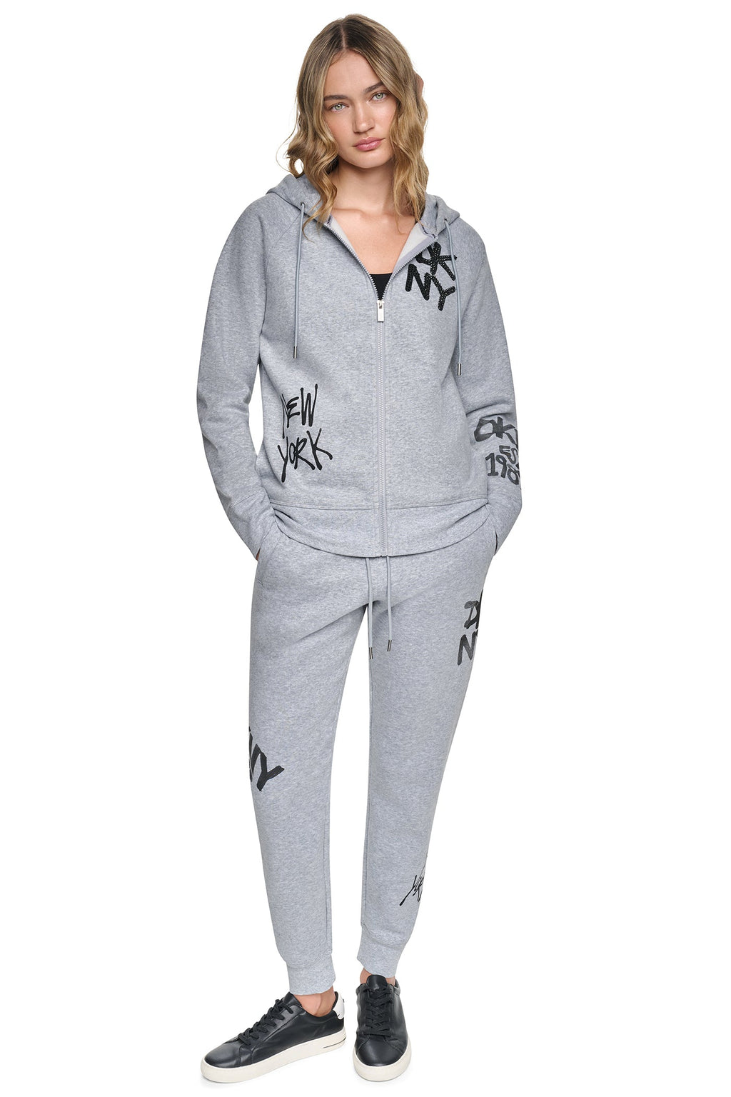 GRAFFITI RHINESTONE FULL-ZIP HOODIE