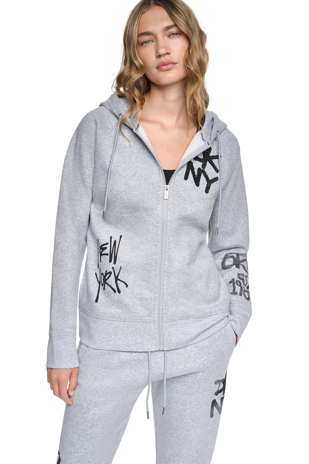 GRAFFITI RHINESTONE FULL-ZIP HOODIE