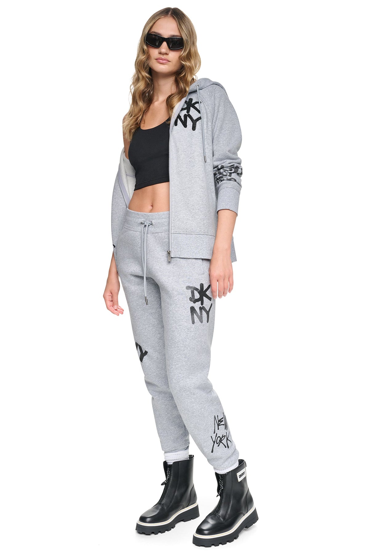 MID-RISE GRAFFITI RHINESTONE LOGO JOGGER