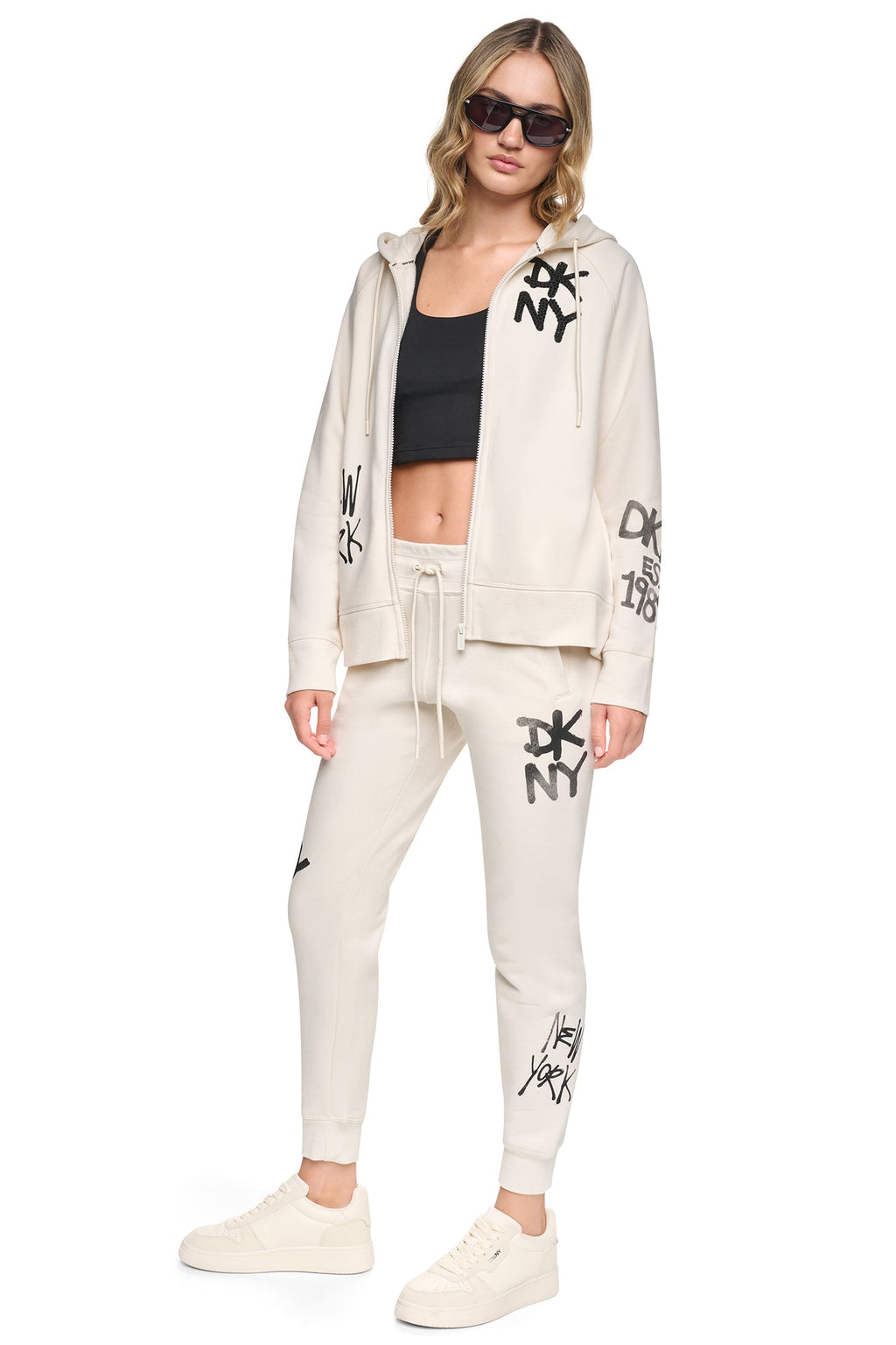 MID-RISE GRAFFITI RHINESTONE LOGO JOGGER