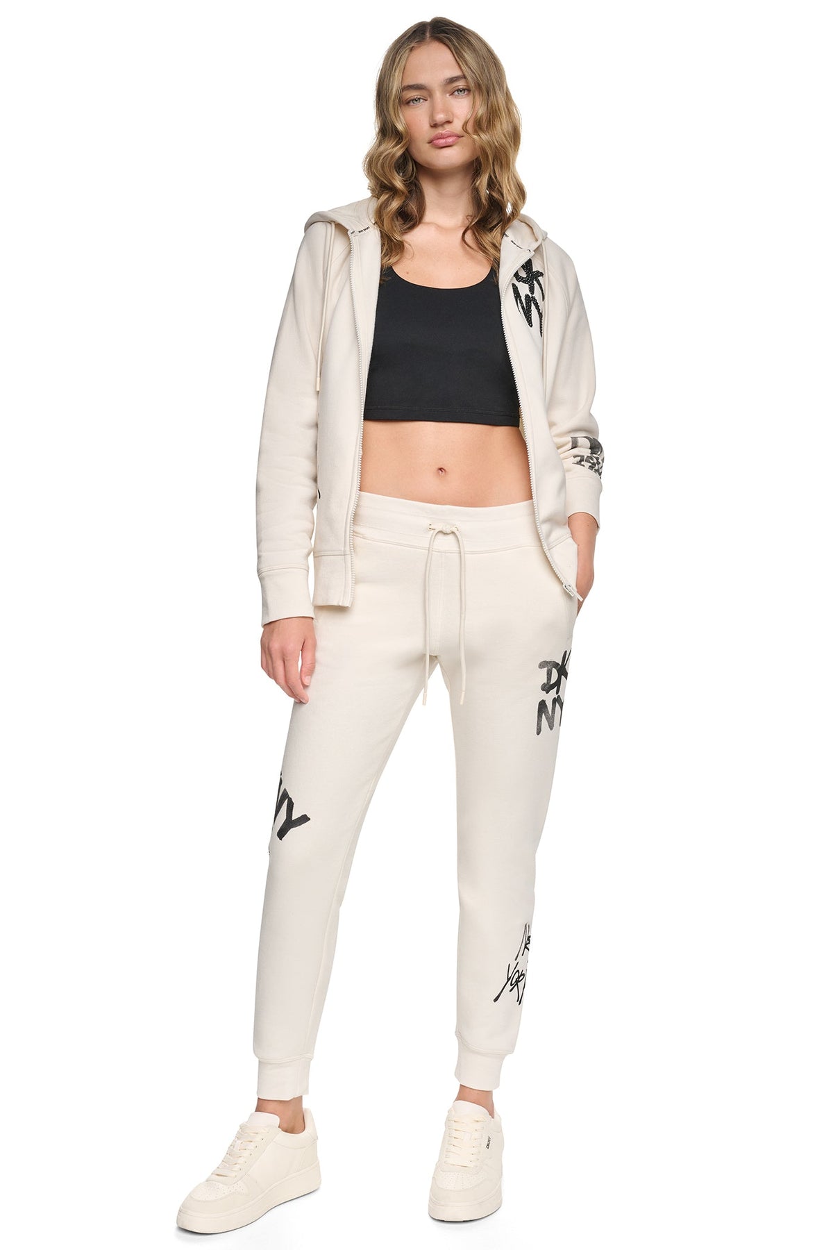 MID-RISE GRAFFITI RHINESTONE LOGO JOGGER