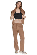 HIGH-RISE METALLIC BUBBLE STRAIGHT LEG PANT