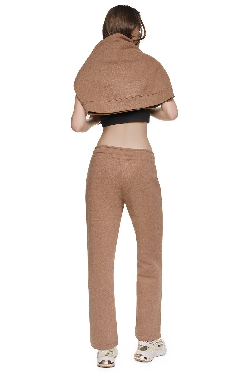HIGH-RISE METALLIC BUBBLE STRAIGHT LEG PANT