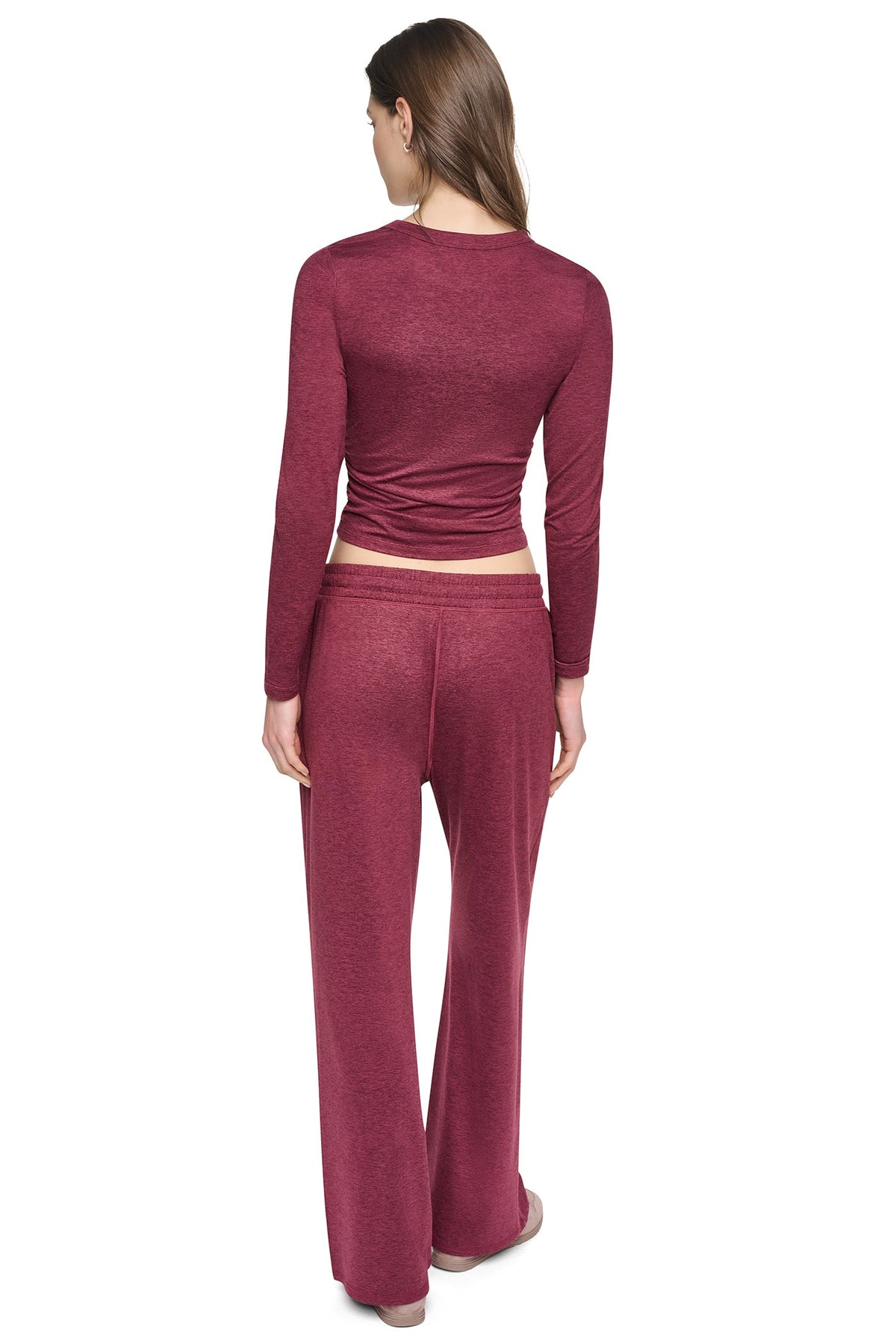 LONG SLEEVE SPACEDYE RUCHED TOP
