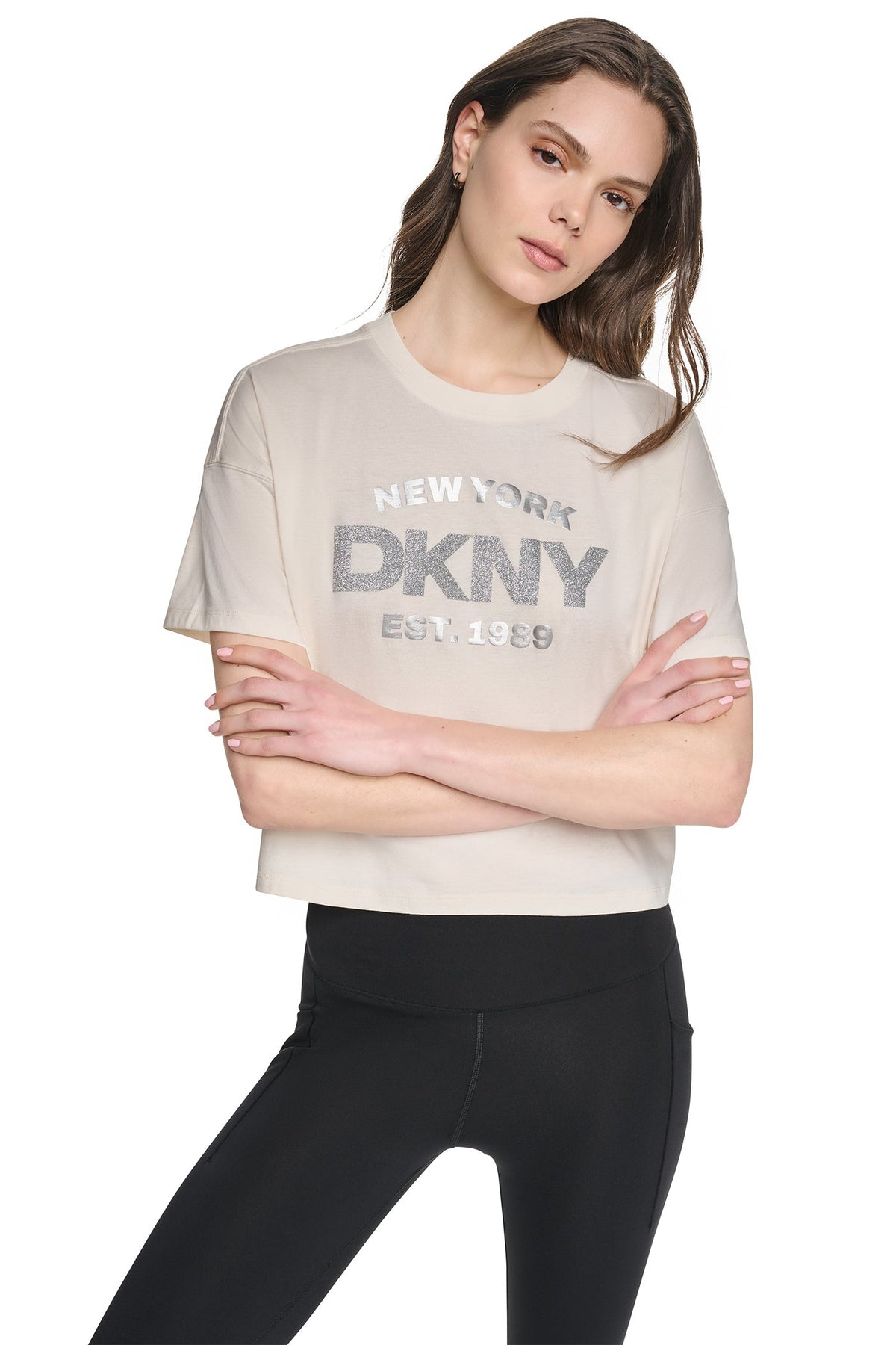 CROPPED METALLIC LOGO TEE