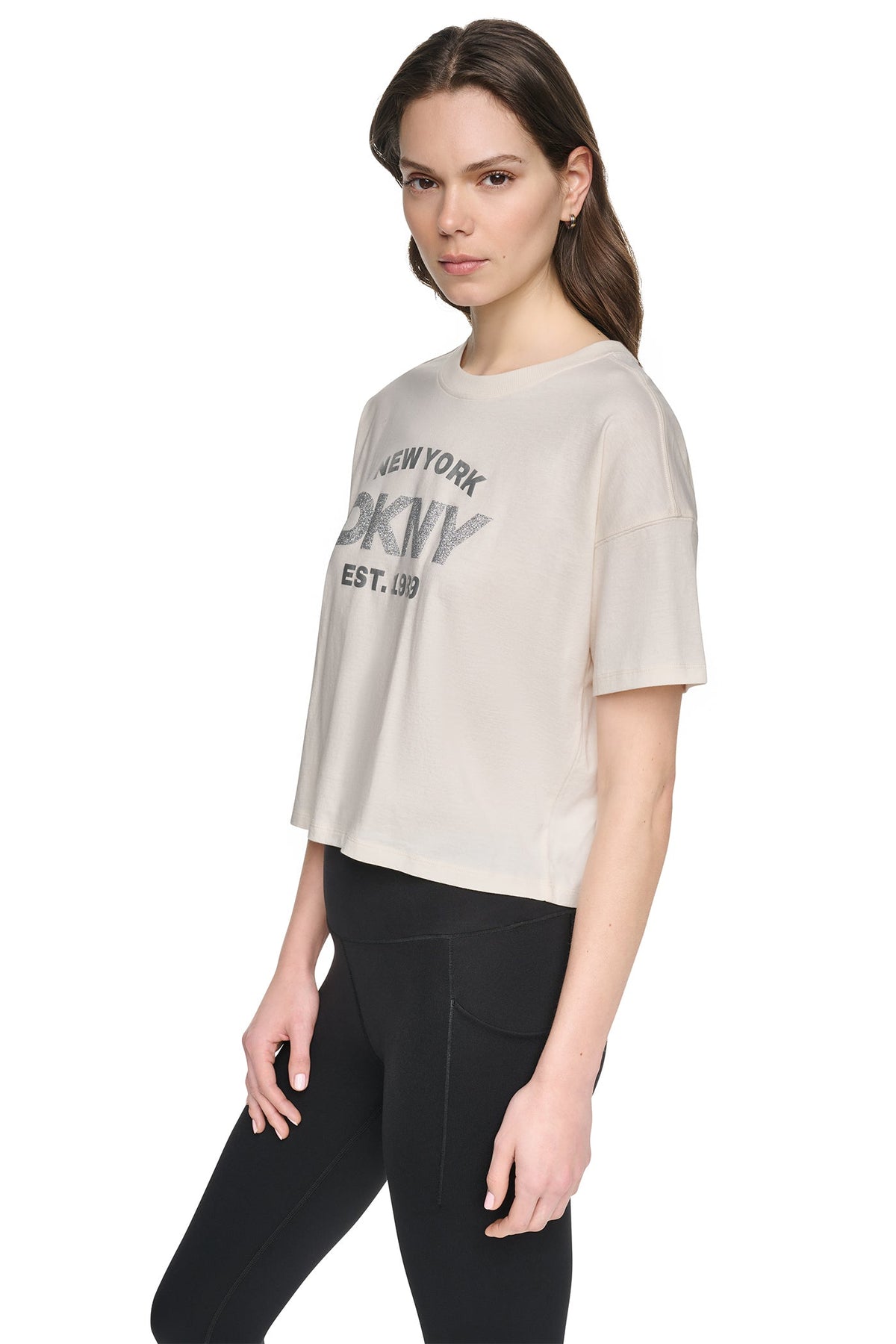CROPPED METALLIC LOGO TEE