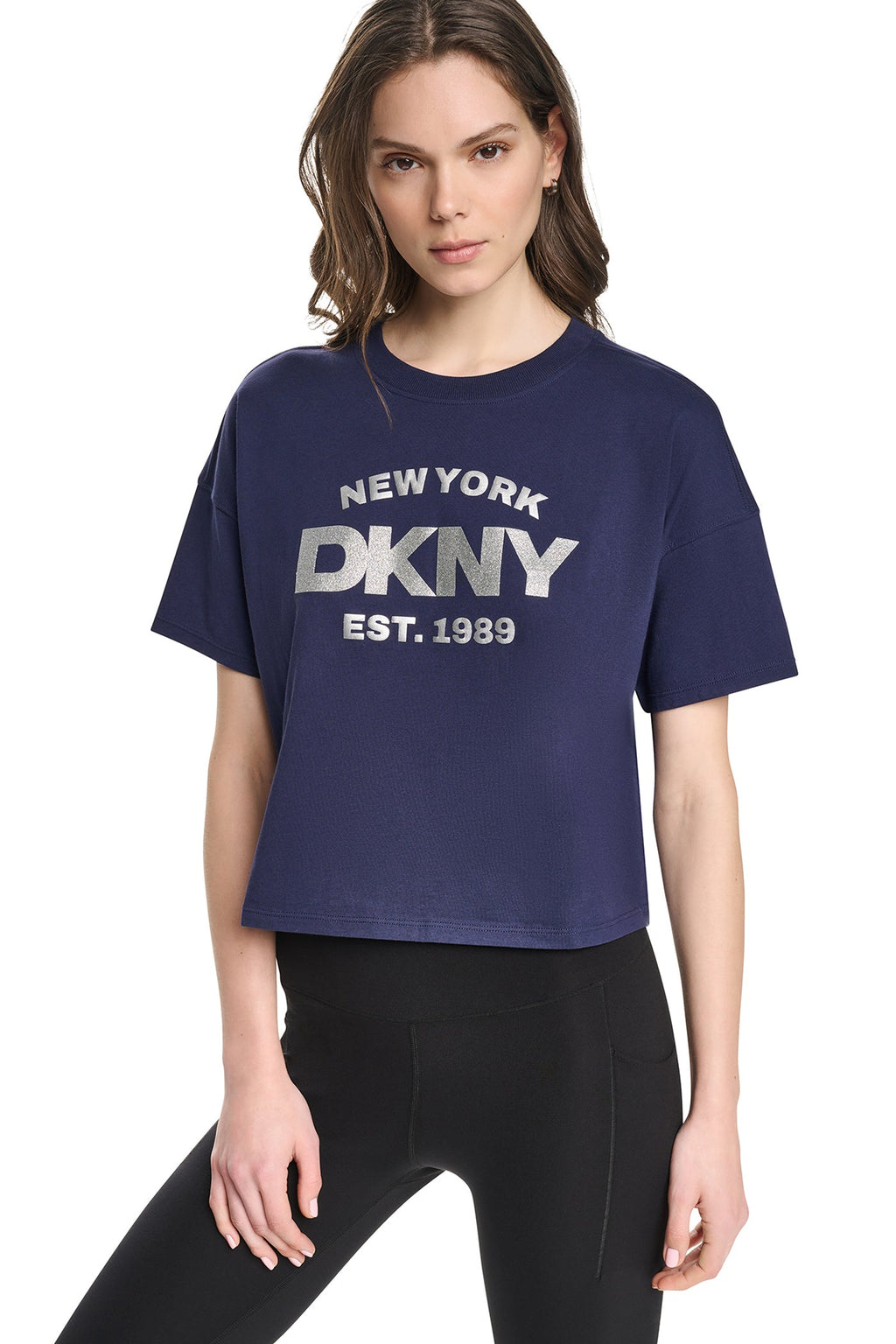 CROPPED METALLIC LOGO TEE