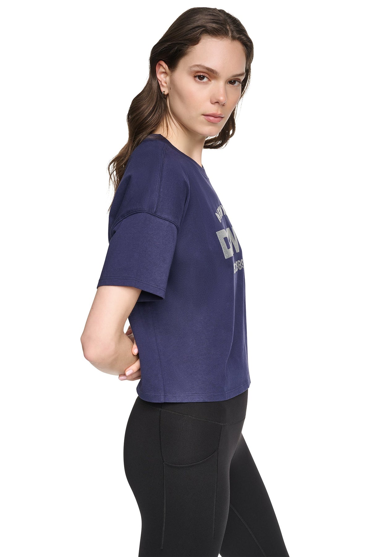 CROPPED METALLIC LOGO TEE