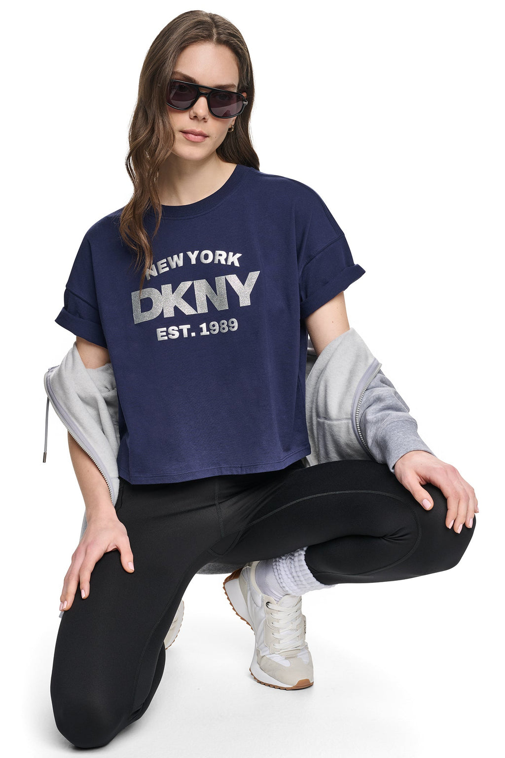 CROPPED METALLIC LOGO TEE