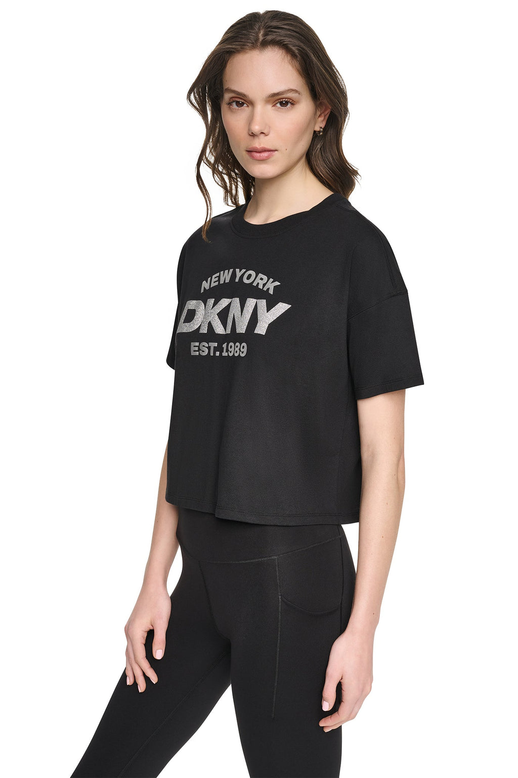 CROPPED METALLIC LOGO TEE