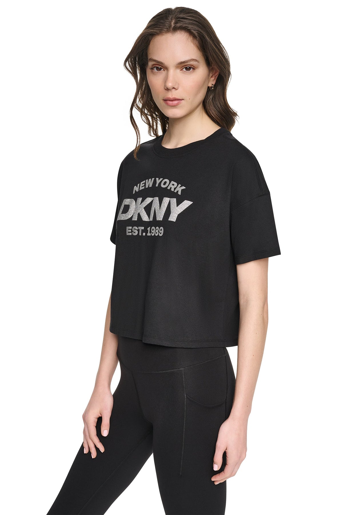 CROPPED METALLIC LOGO TEE
