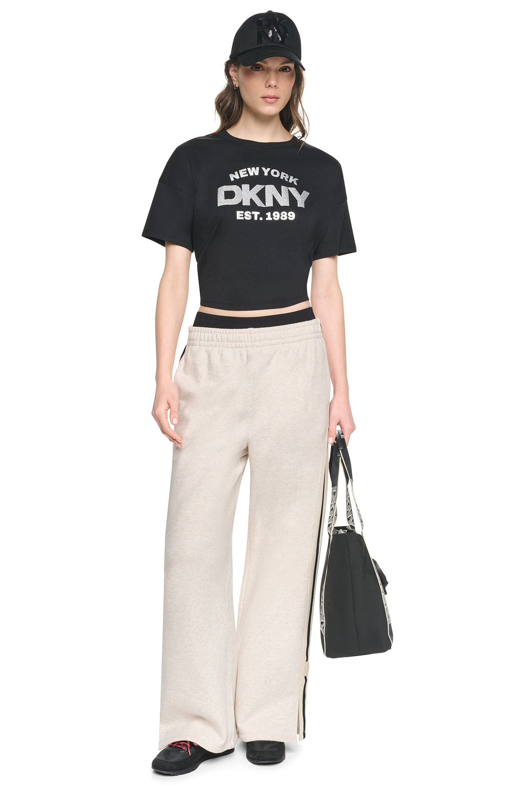 CROPPED METALLIC LOGO TEE
