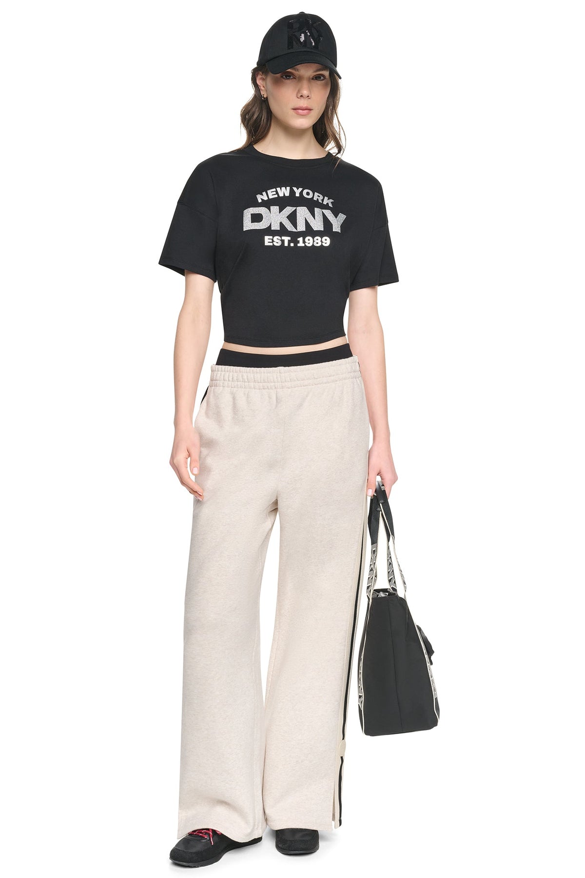 CROPPED METALLIC LOGO TEE