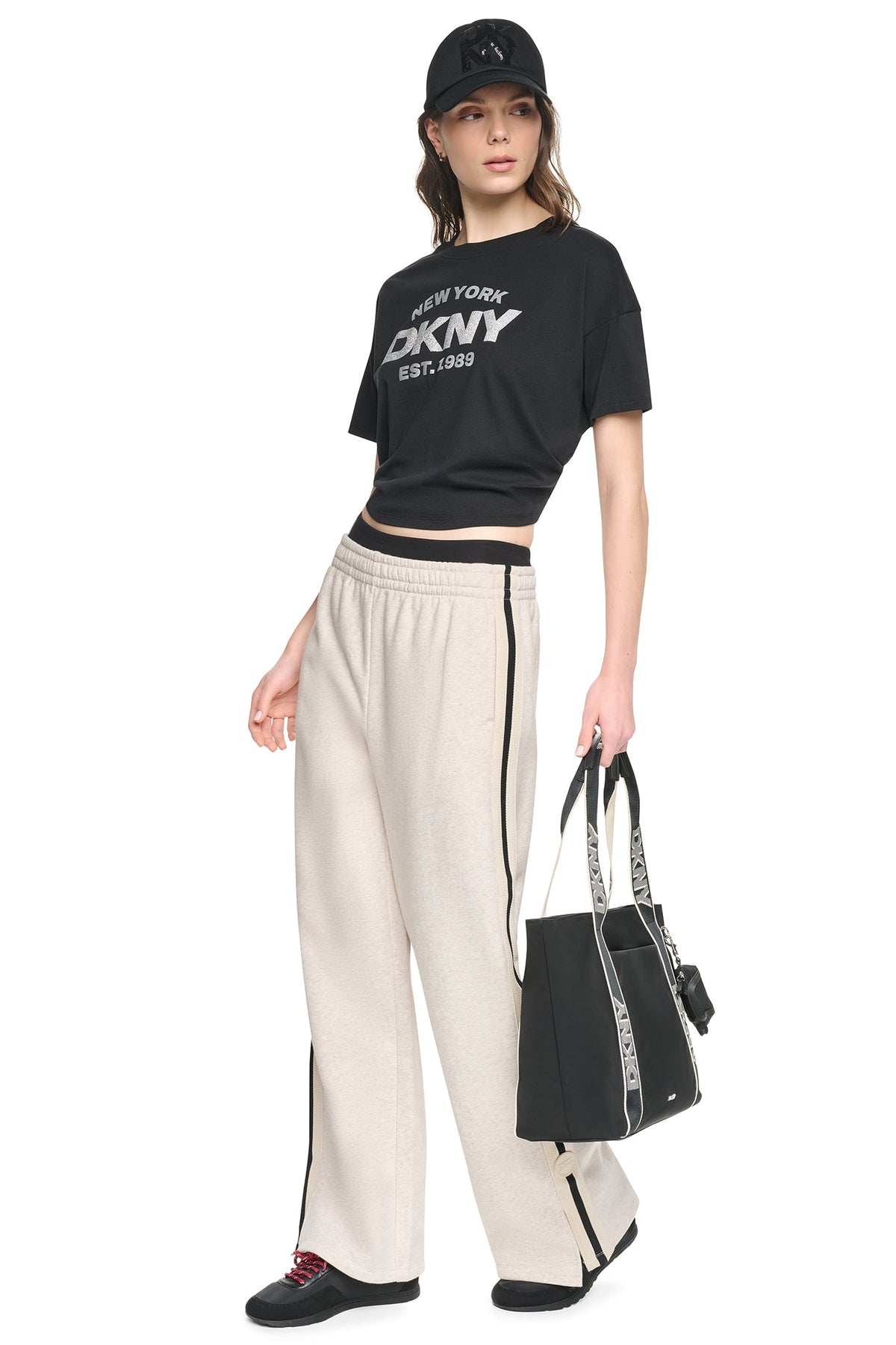 CROPPED METALLIC LOGO TEE