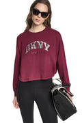 CROPPED SEQUIN VARSITY LOGO TEE