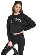 CROPPED SEQUIN VARSITY LOGO TEE