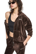 VARSITY VELOUR RHINESTONE LOGO FULL ZIP HOODIE
