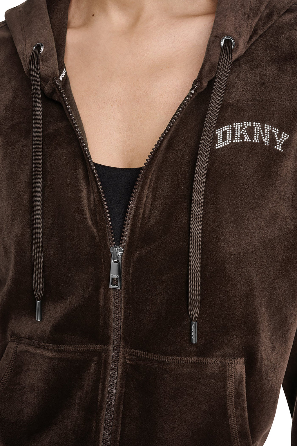 VARSITY VELOUR RHINESTONE LOGO FULL ZIP HOODIE