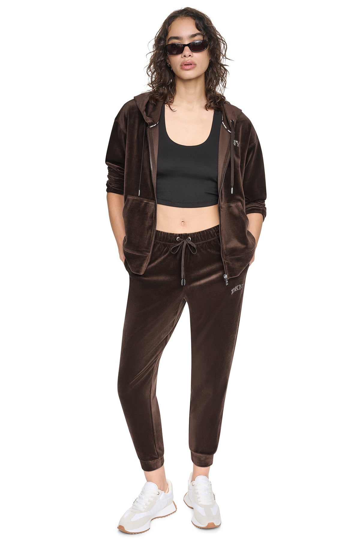VARSITY VELOUR RHINESTONE LOGO MID-RISE JOGGER