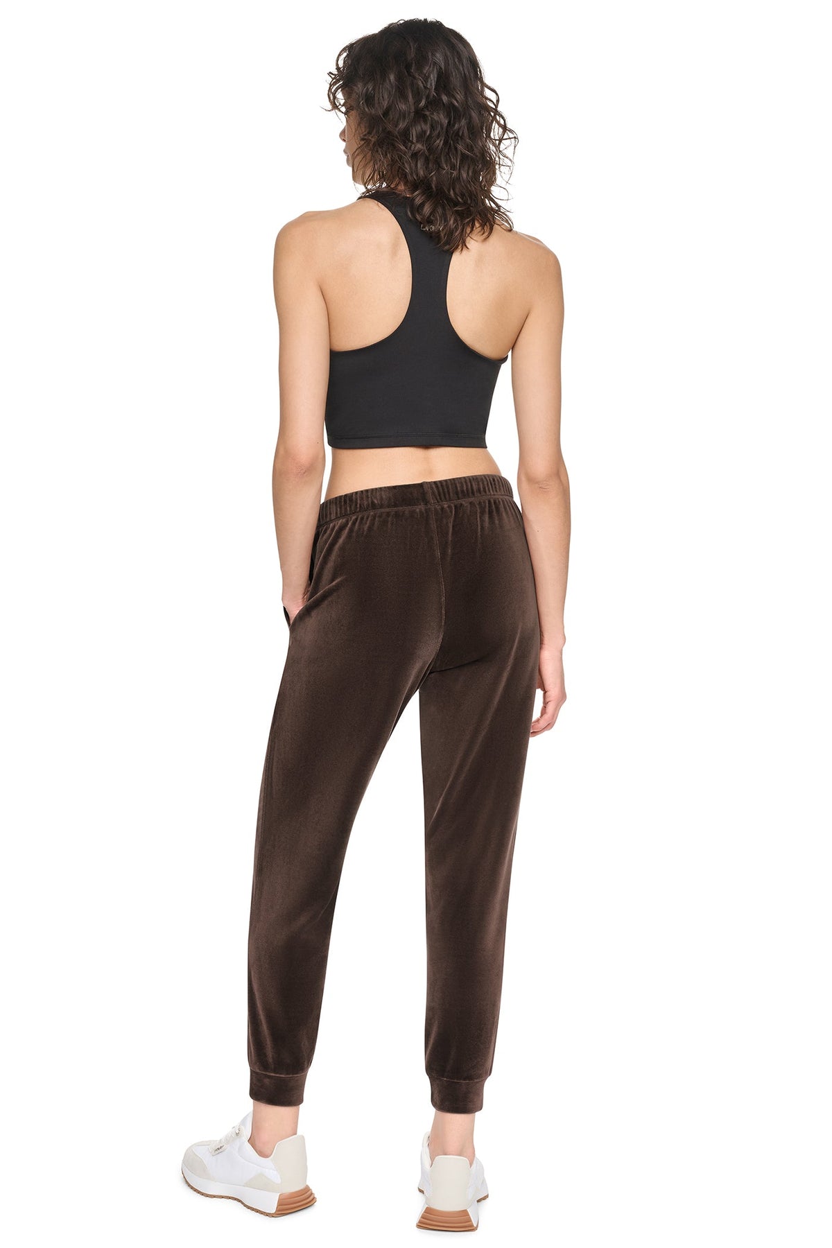 VARSITY VELOUR RHINESTONE LOGO MID-RISE JOGGER