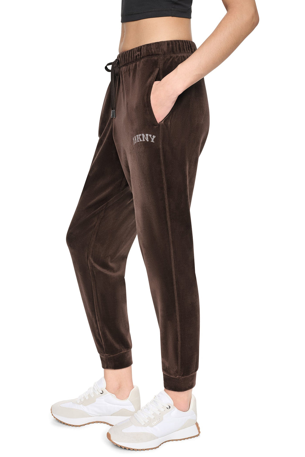VARSITY VELOUR RHINESTONE LOGO MID-RISE JOGGER