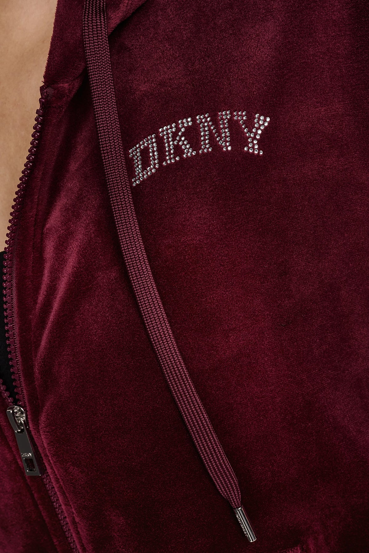 VARSITY VELOUR RHINESTONE LOGO FULL ZIP HOODIE
