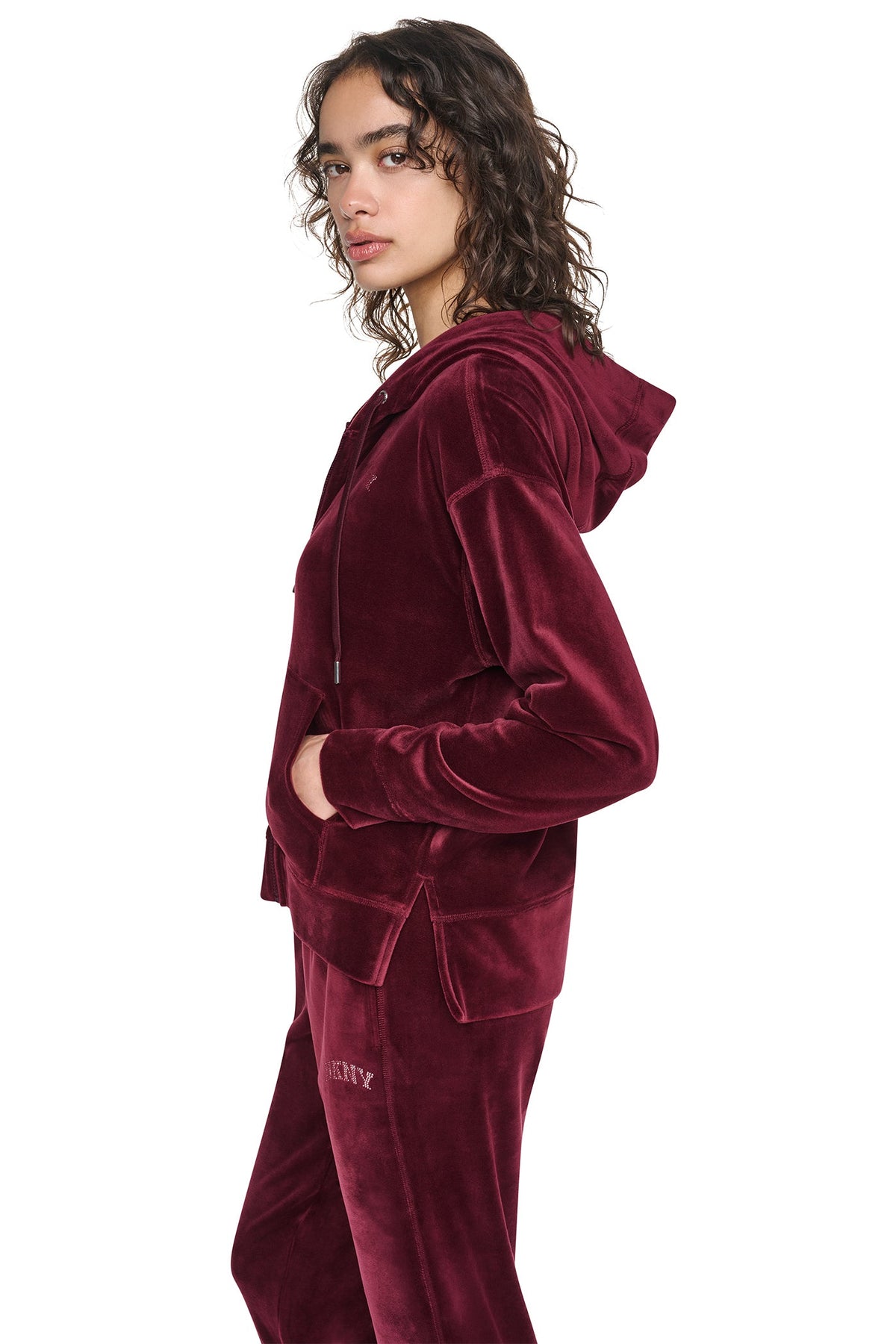VARSITY VELOUR RHINESTONE LOGO FULL ZIP HOODIE