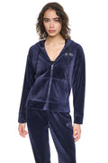 VARSITY VELOUR RHINESTONE LOGO FULL ZIP HOODIE