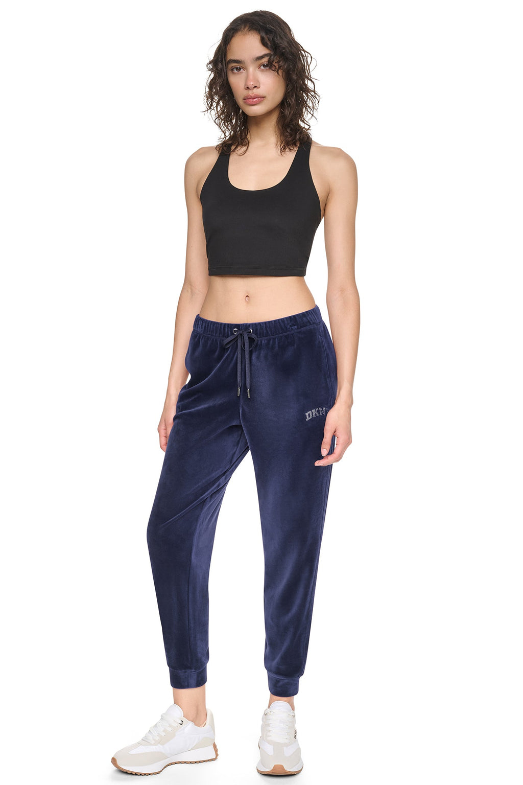 VARSITY VELOUR RHINESTONE LOGO MID-RISE JOGGER