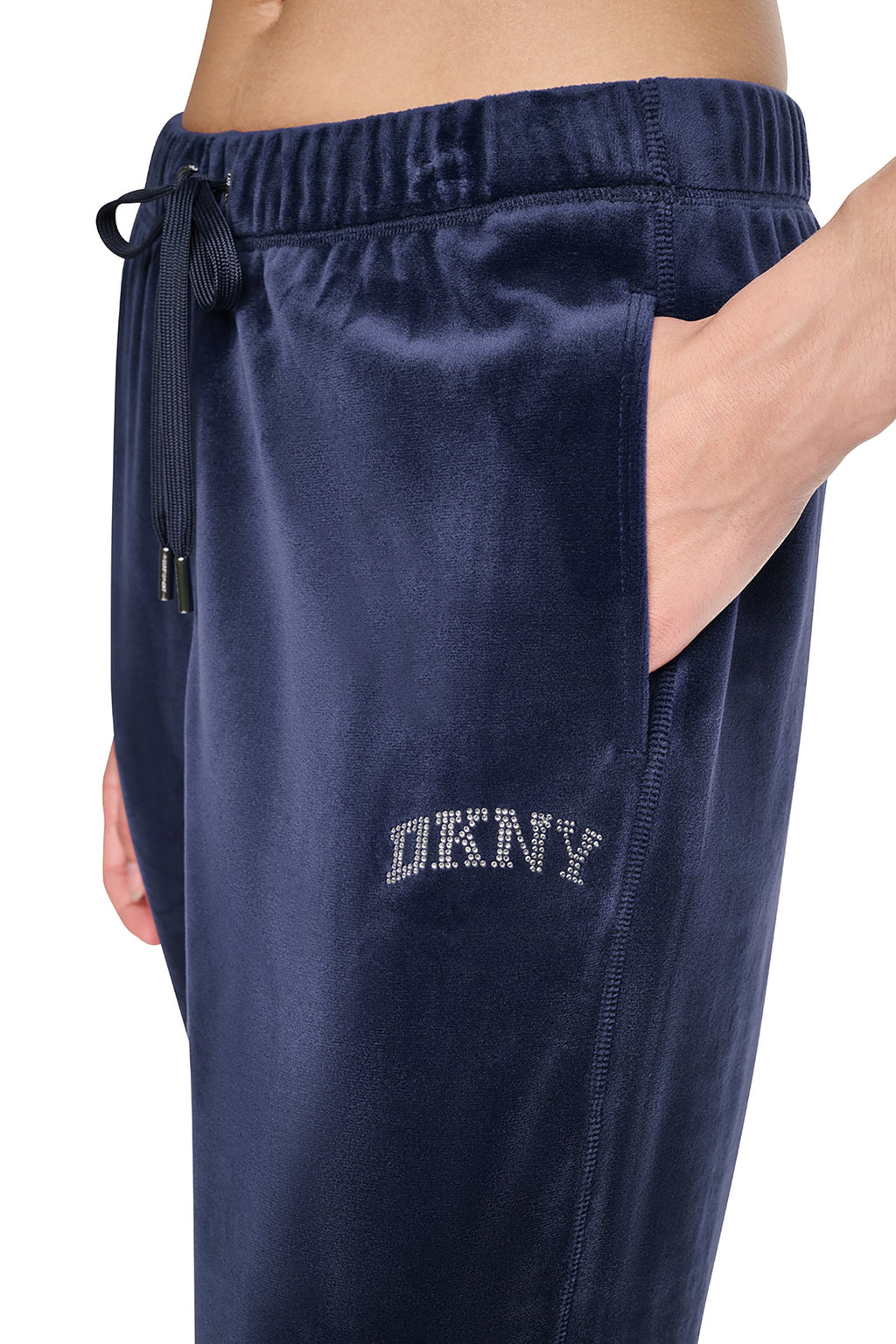 VARSITY VELOUR RHINESTONE LOGO MID-RISE JOGGER
