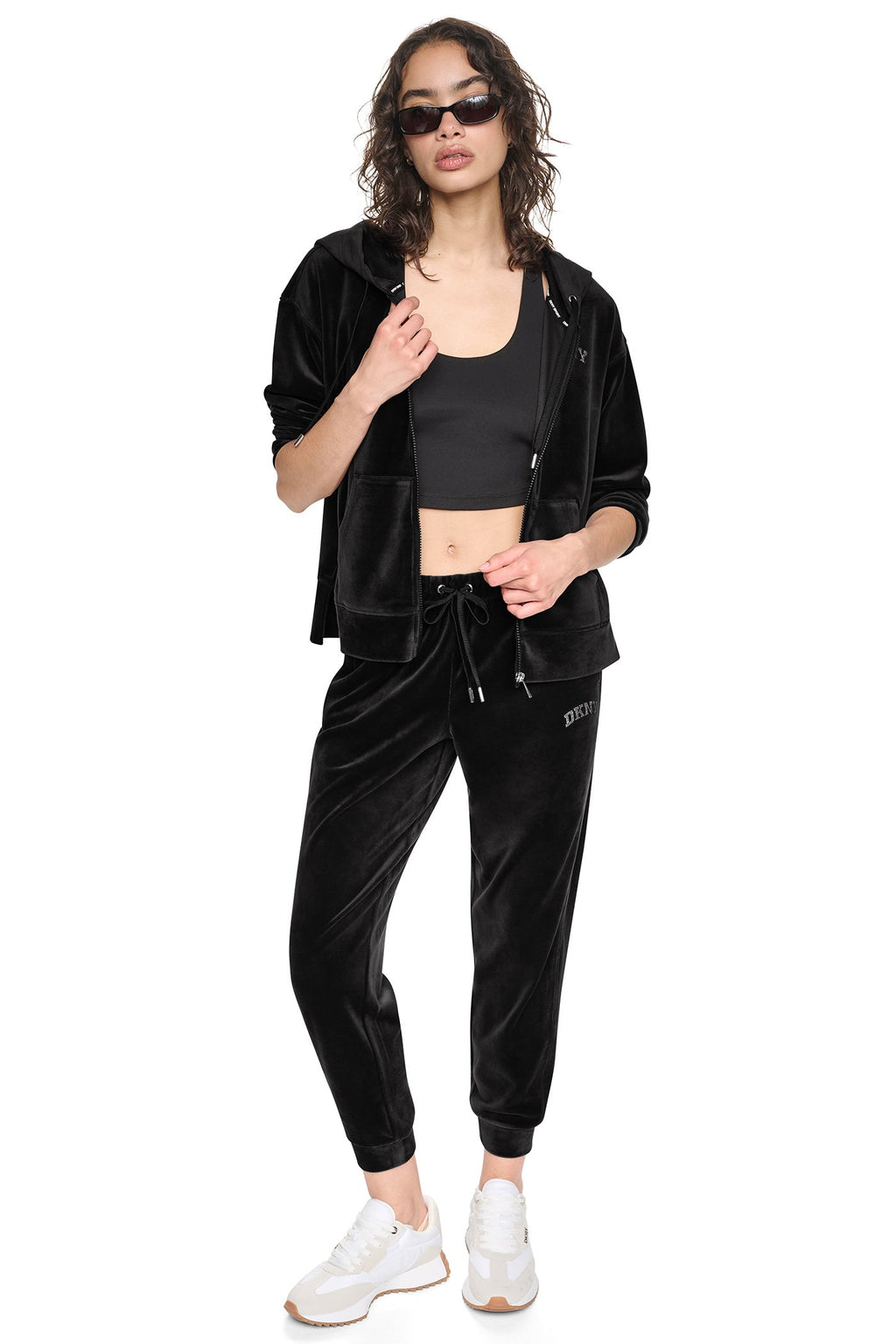VARSITY VELOUR RHINESTONE LOGO FULL ZIP HOODIE