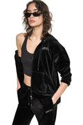 VARSITY VELOUR RHINESTONE LOGO FULL ZIP HOODIE