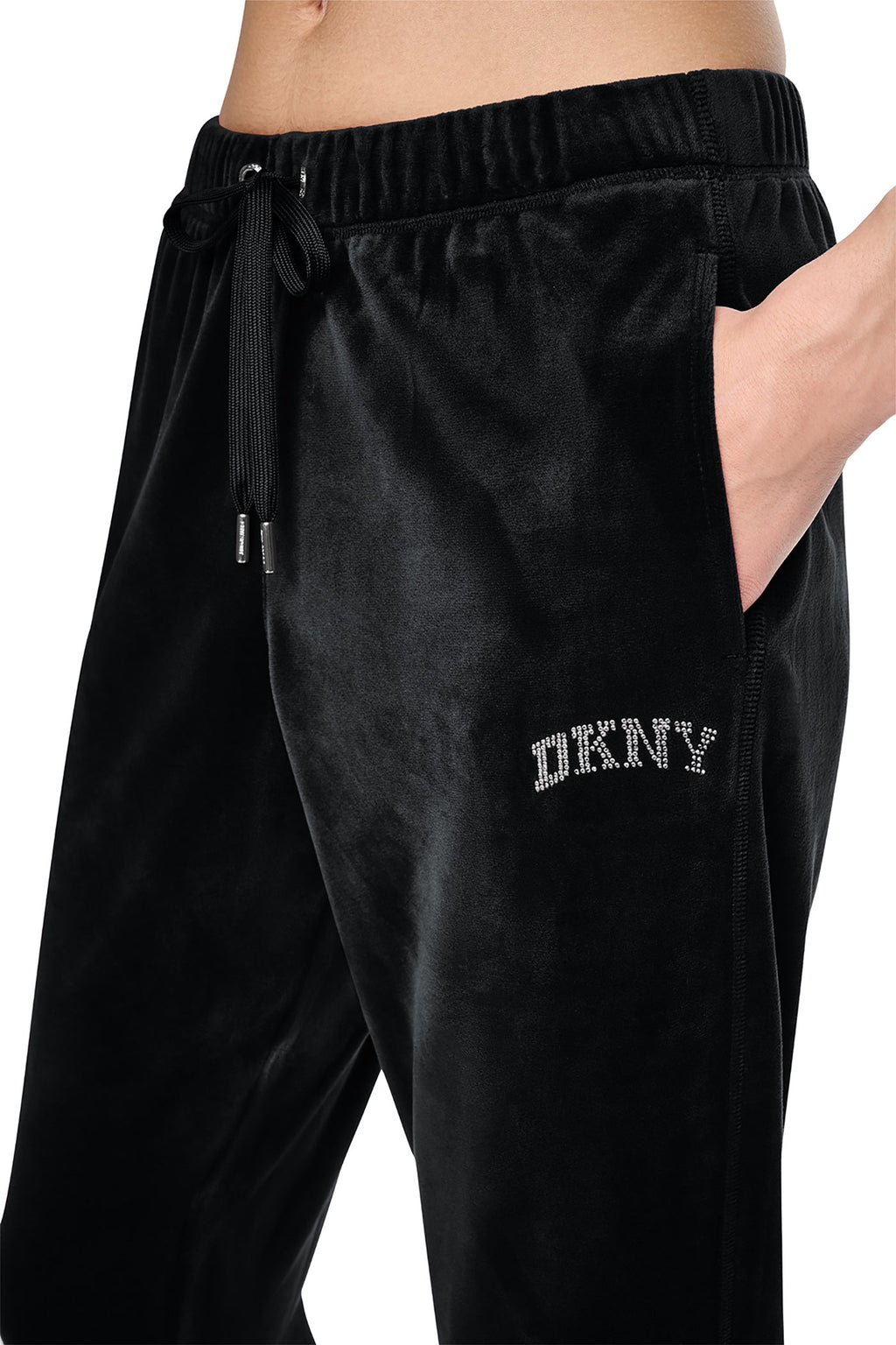 VARSITY VELOUR RHINESTONE LOGO MID-RISE JOGGER