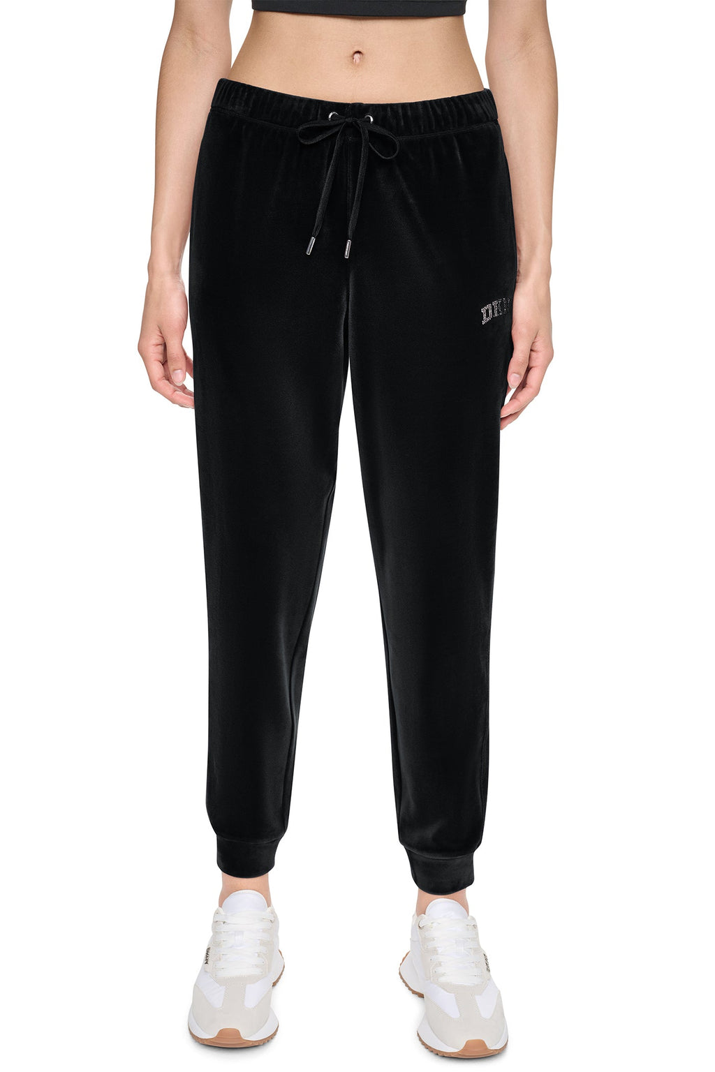 VARSITY VELOUR RHINESTONE LOGO MID-RISE JOGGER