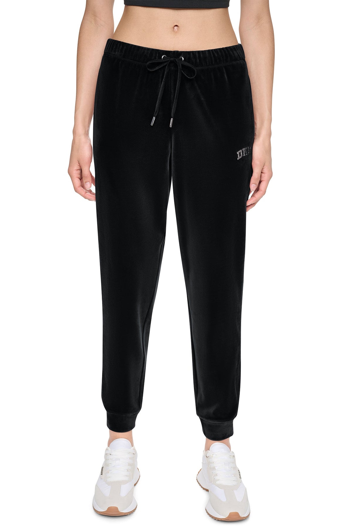 VARSITY VELOUR RHINESTONE LOGO MID-RISE JOGGER